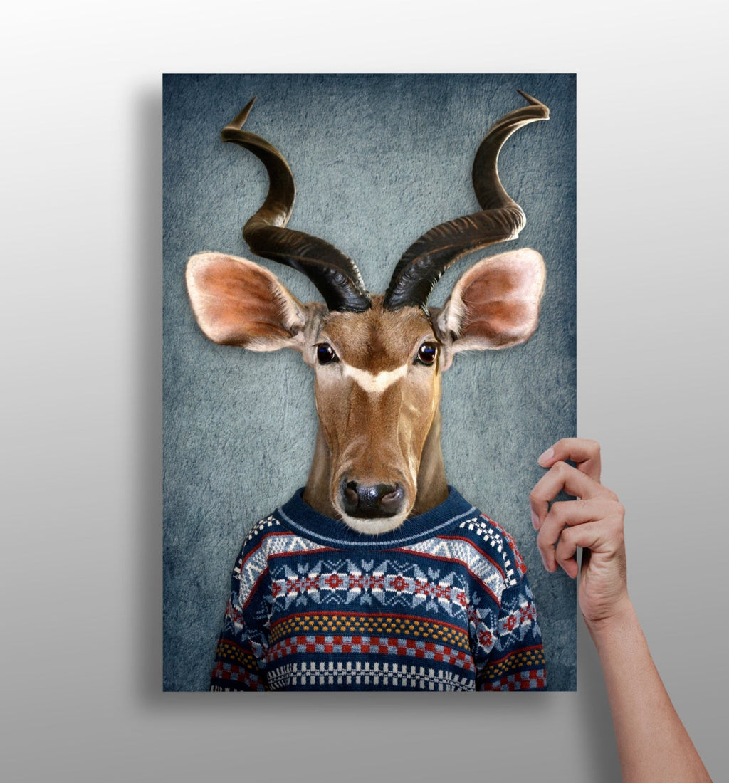 Antelope In Knit Sweater Portrait Aluminum Print