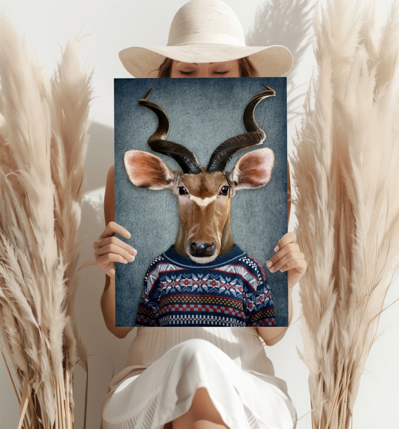 Antelope In Knit Sweater Portrait Aluminum Print
