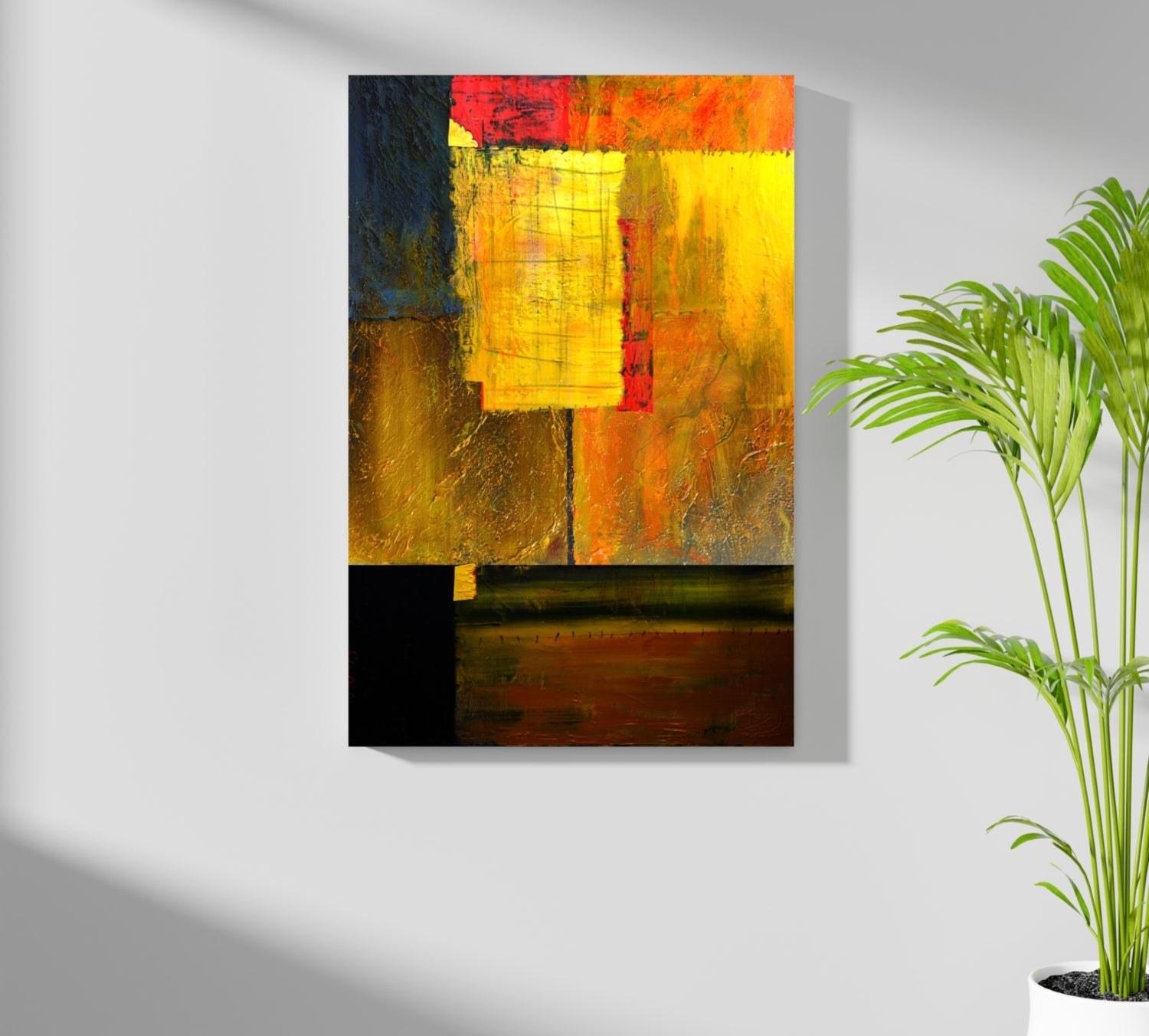 Warm Amber Blocks Abstract Aluminum Print