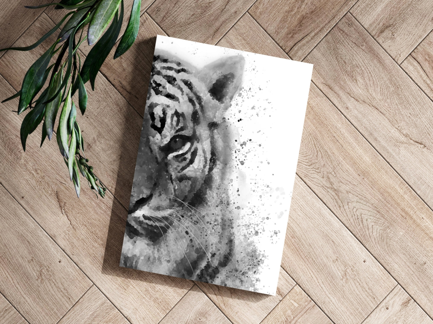 Black and White Watercolor Tiger Aluminum Print
