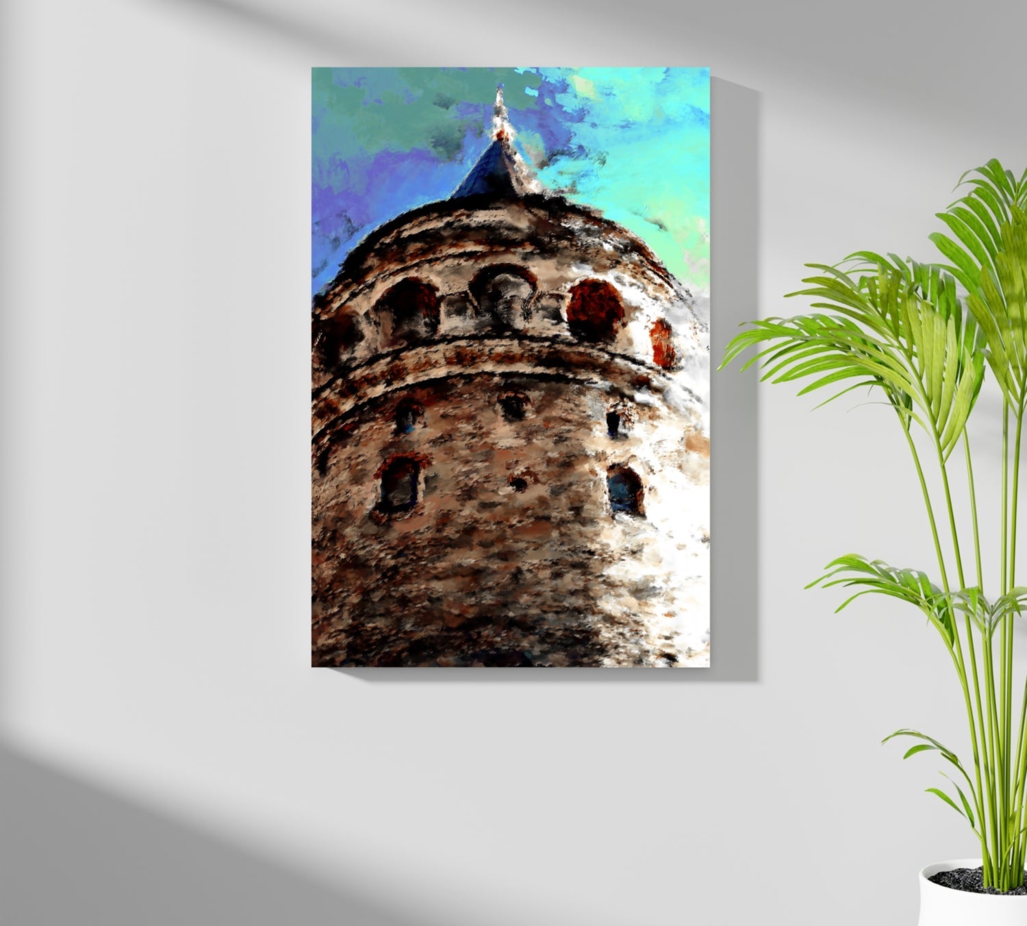 Painterly Blue Sky Galata Tower Aluminum Print