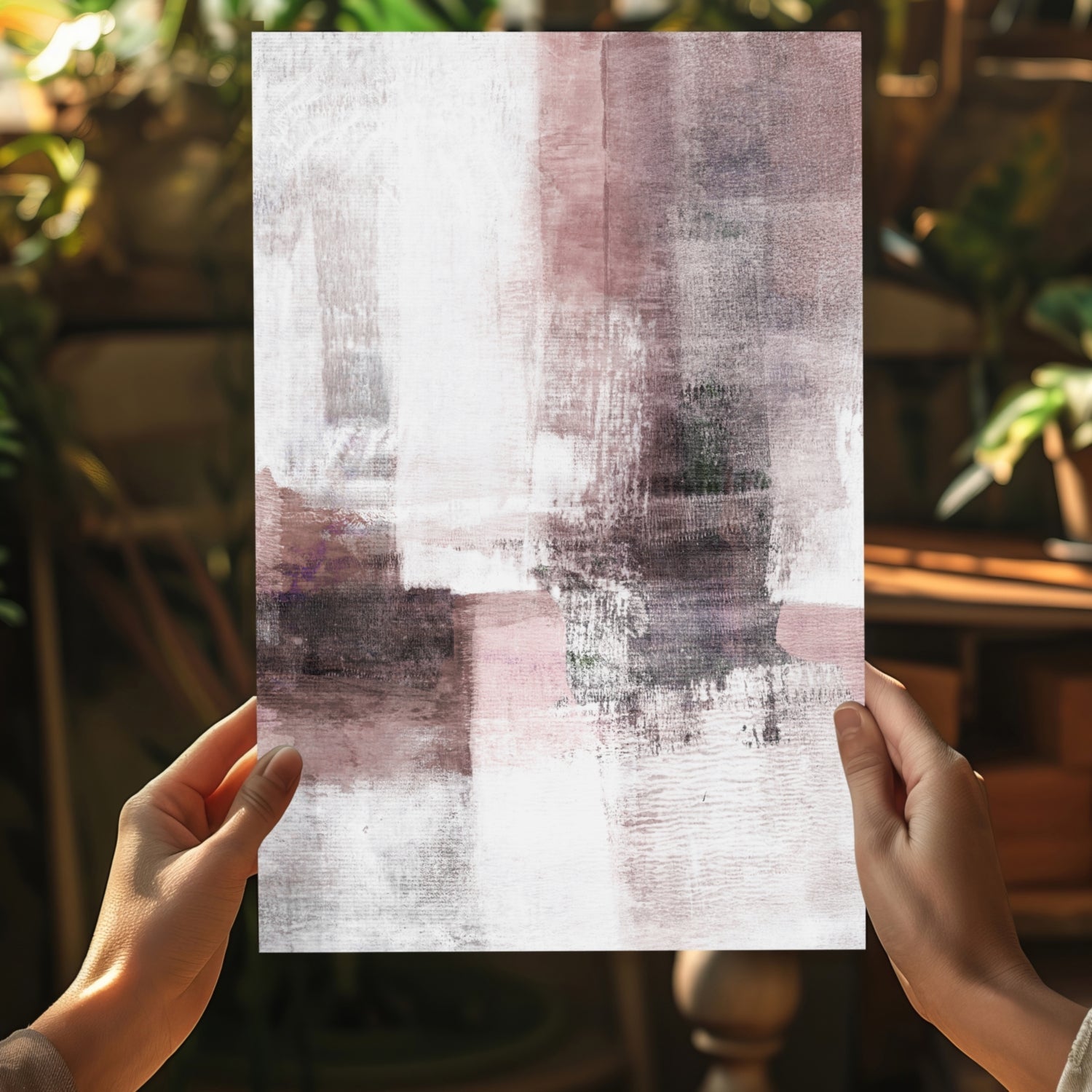 Blush Pink Gray Abstract Aluminum Print