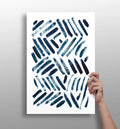 Navy Diagonal Brush Dash Pattern Aluminum Print
