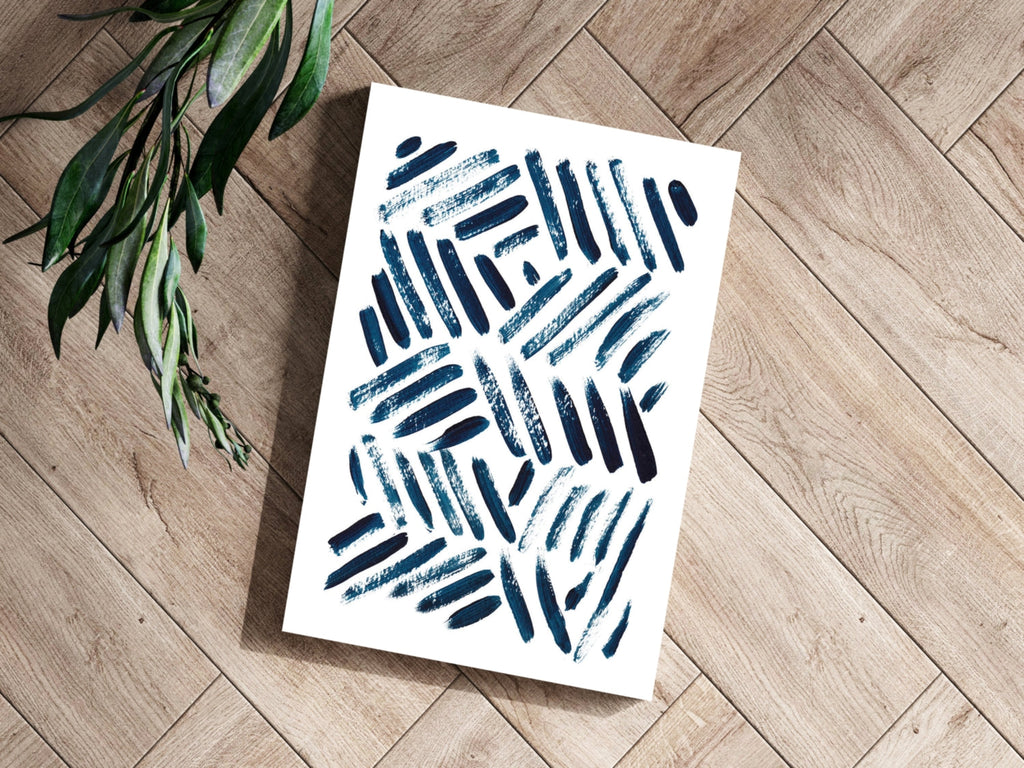 Navy Diagonal Brush Dash Pattern Aluminum Print