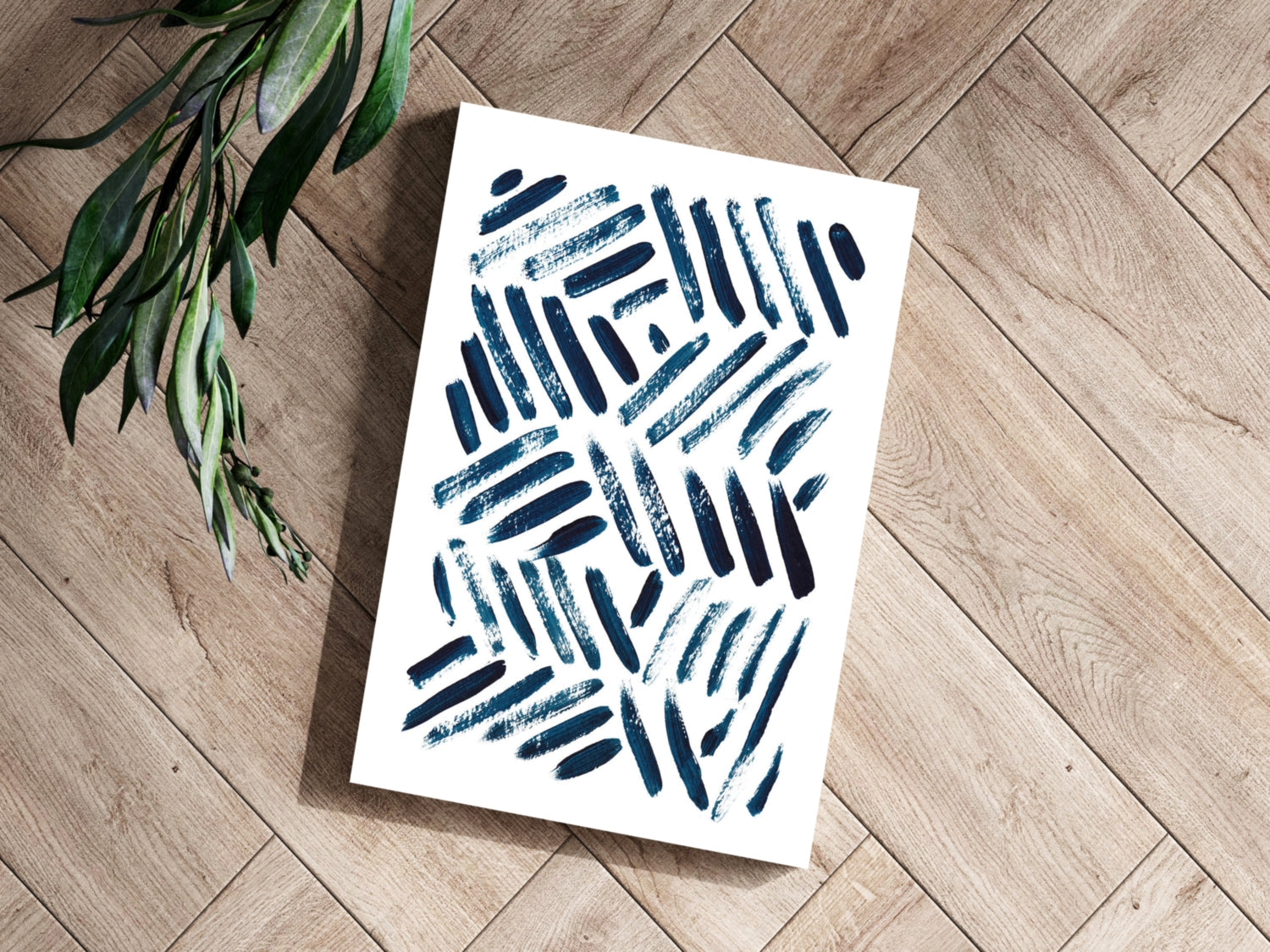 Navy Diagonal Brush Dash Pattern Aluminum Print