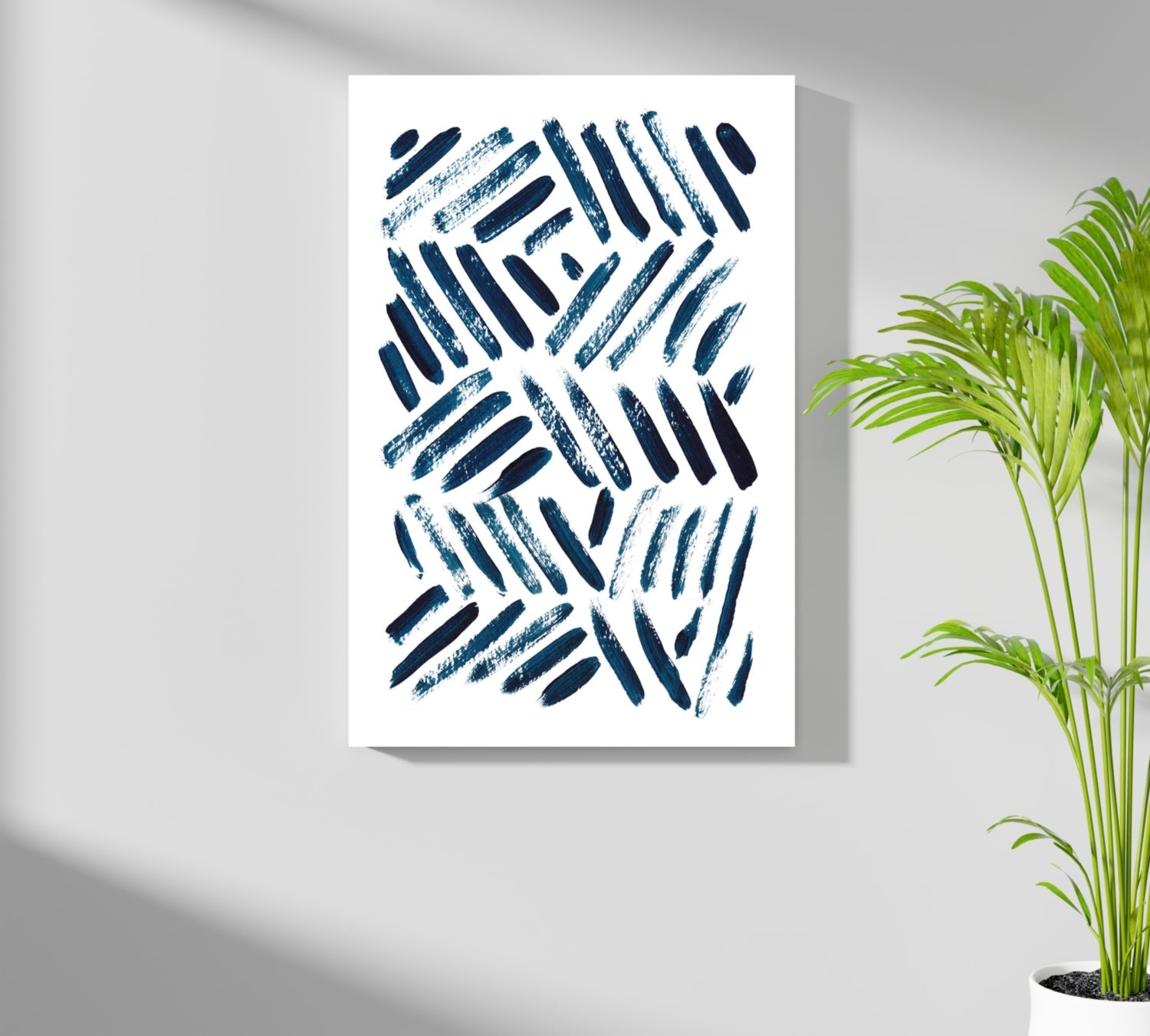 Navy Diagonal Brush Dash Pattern Aluminum Print