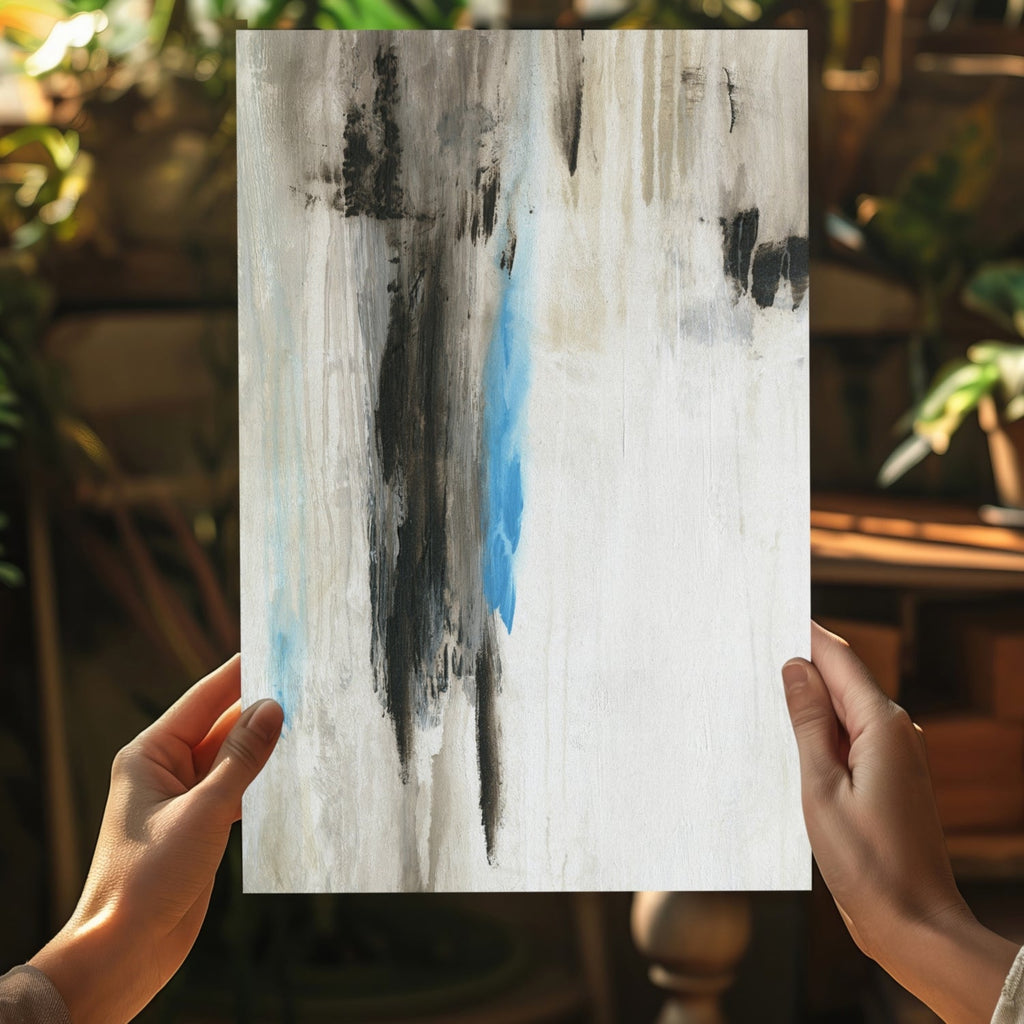 Beige Blue Accent Abstract Aluminum Print