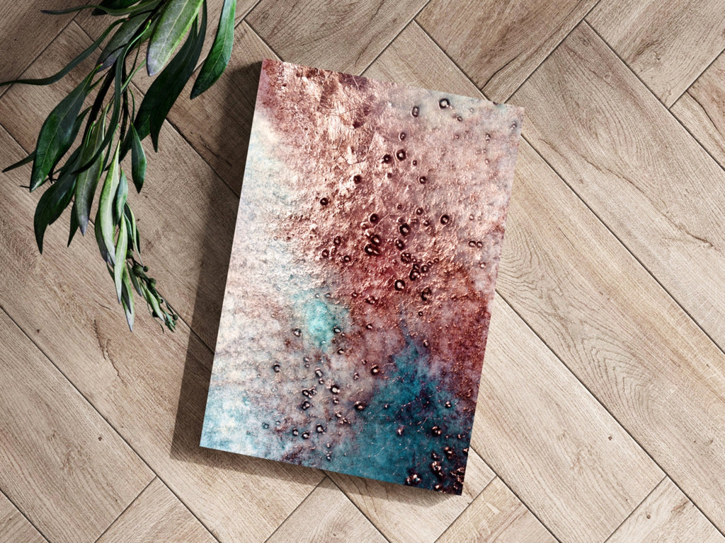 Copper Teal Droplets Aluminum Print