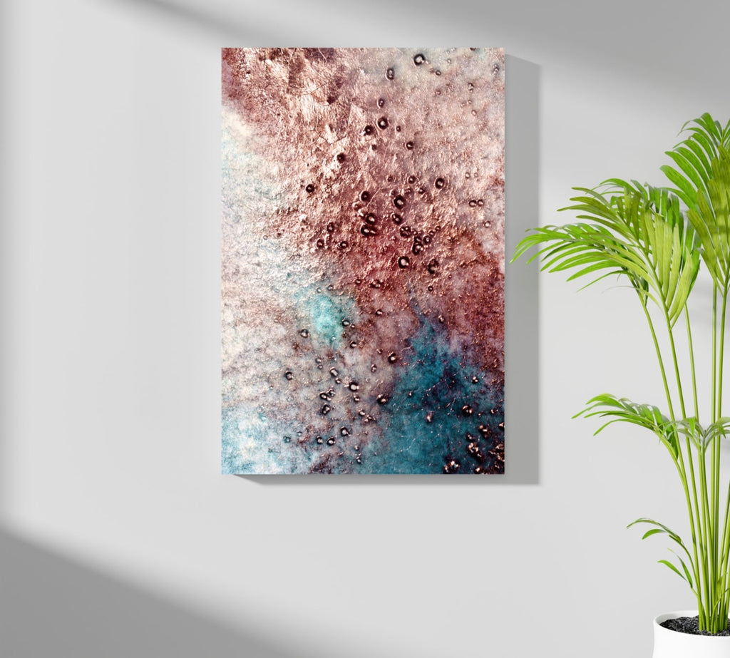 Copper Teal Droplets Aluminum Print