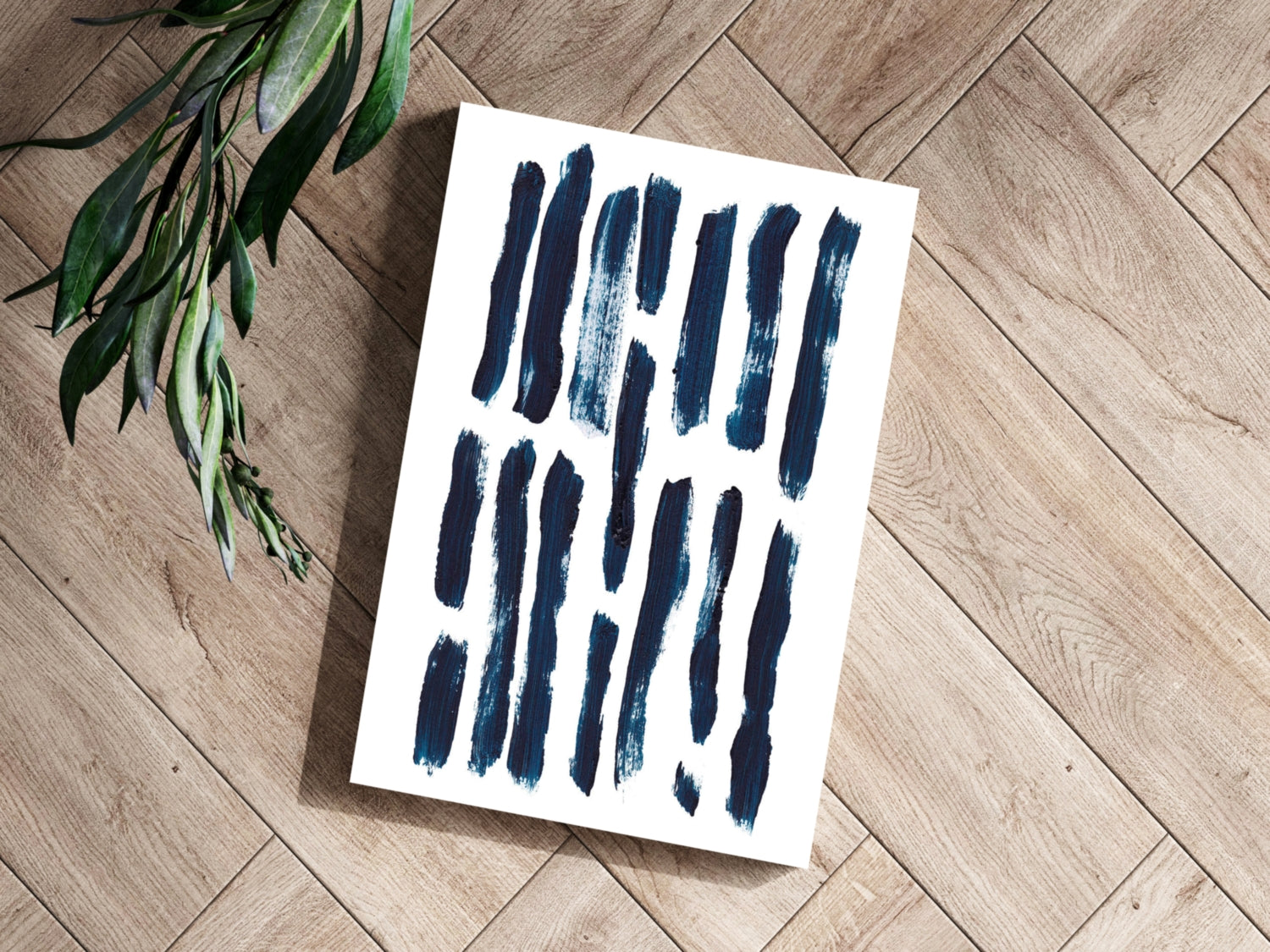 Navy Vertical Brush Stroke Rows Aluminum Print