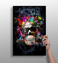 Neon Splatter Skull With Sunglasses Aluminum Print