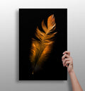 Single Bronze Feather On Black Aluminum Print
