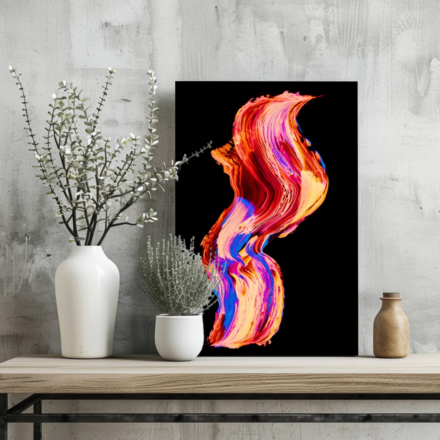 Coral and Blue Fluid Swirl Aluminum Print