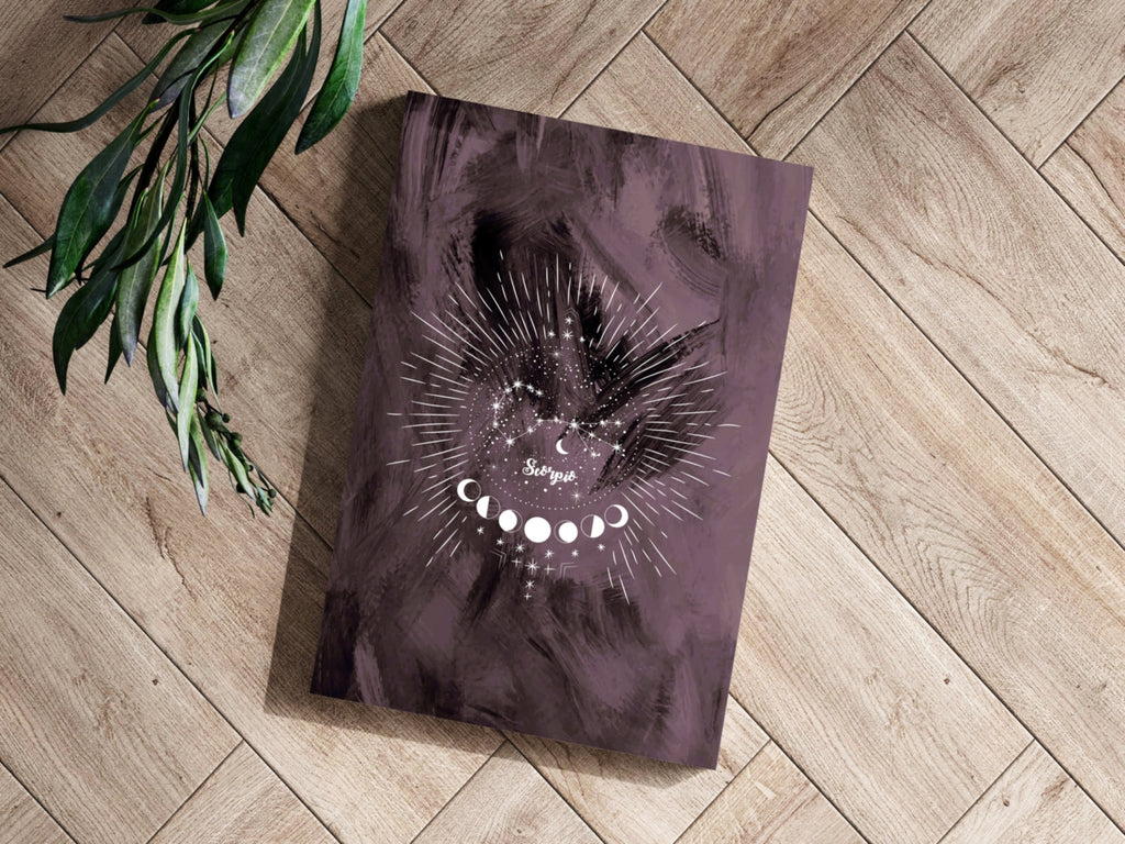 Plum Scorpio Constellation Moon Phases Aluminum Print