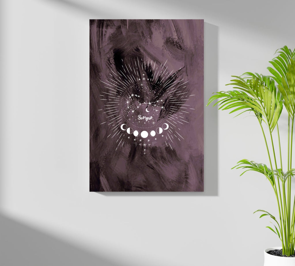 Plum Scorpio Constellation Moon Phases Aluminum Print
