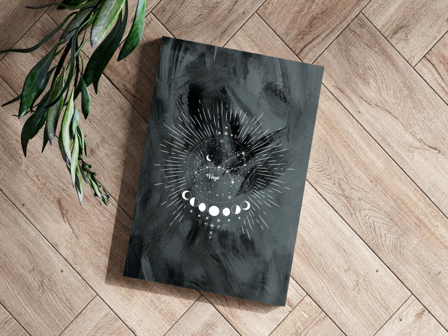 Charcoal Virgo Constellation Moon Aluminum Print