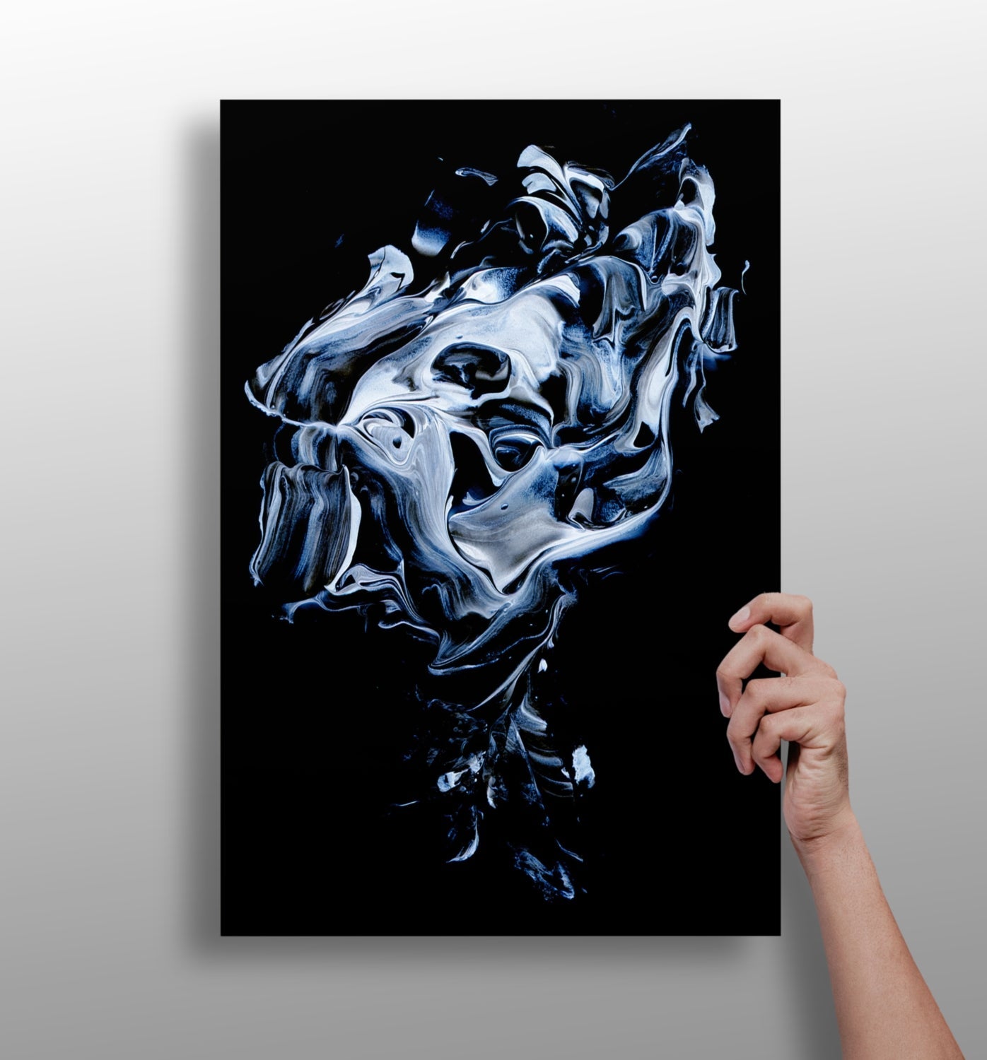 Icy Blue Smoke Abstract Aluminum Print