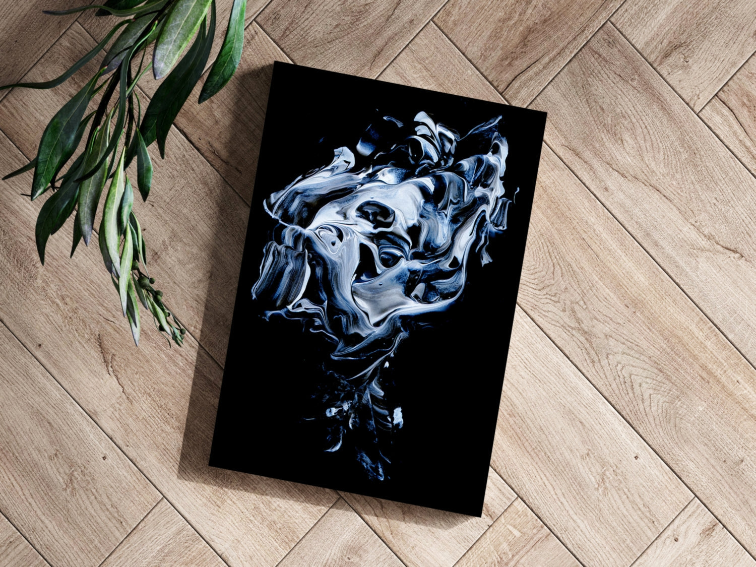 Icy Blue Smoke Abstract Aluminum Print