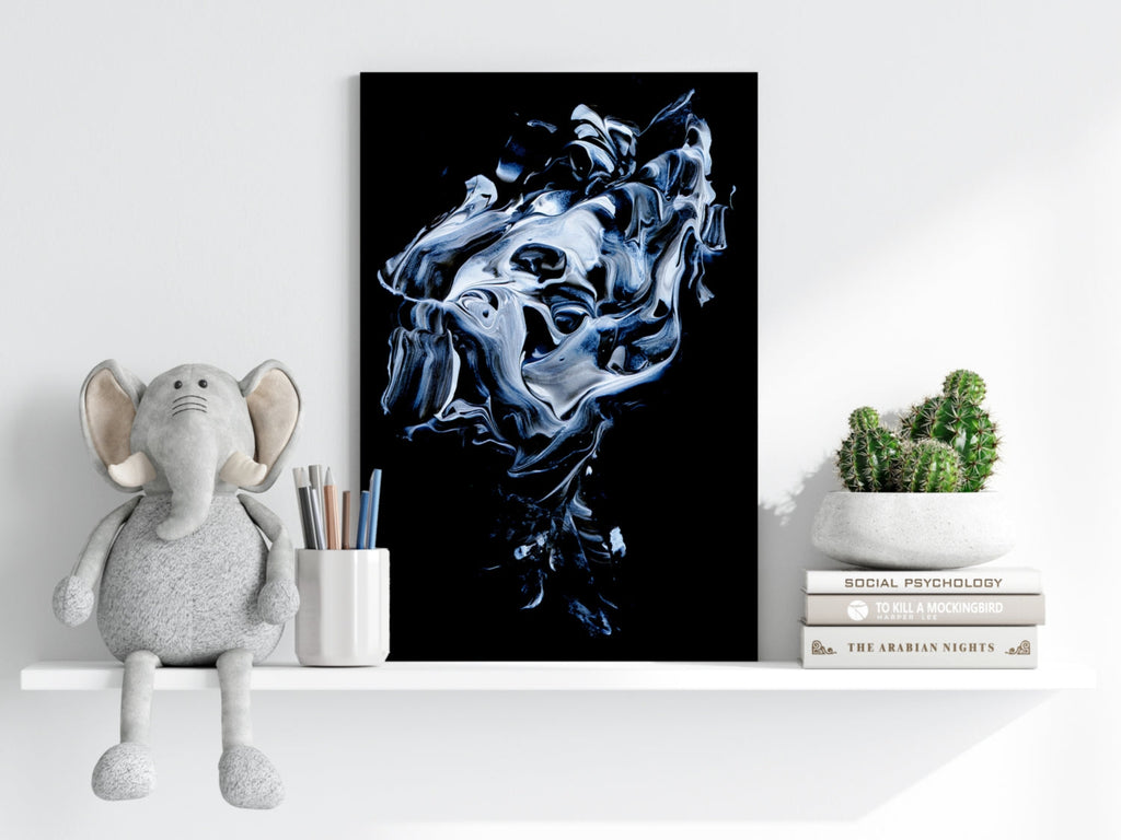 Icy Blue Smoke Abstract Aluminum Print