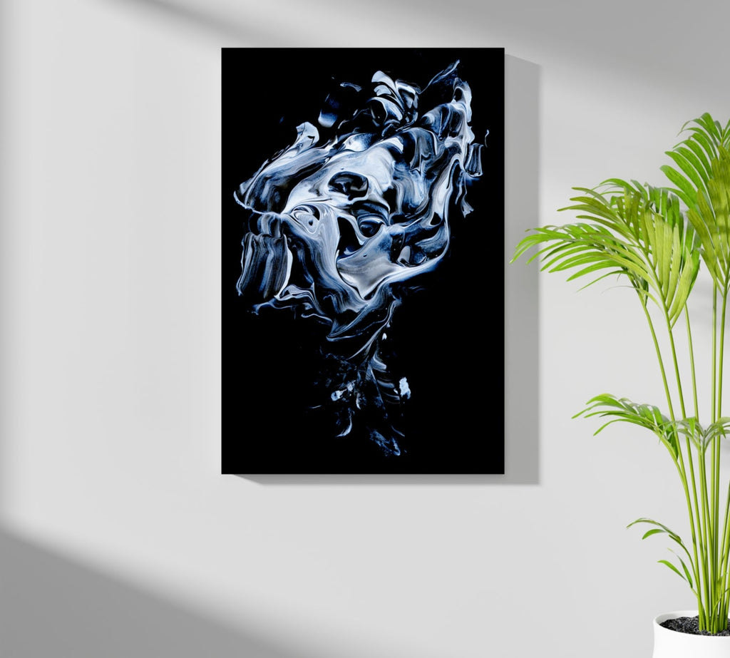Icy Blue Smoke Abstract Aluminum Print