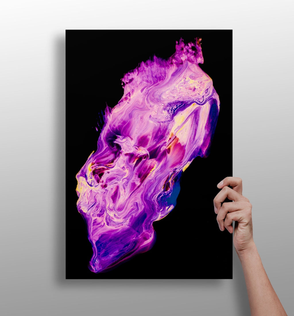 Purple Magenta Fluid Pour Aluminum Print