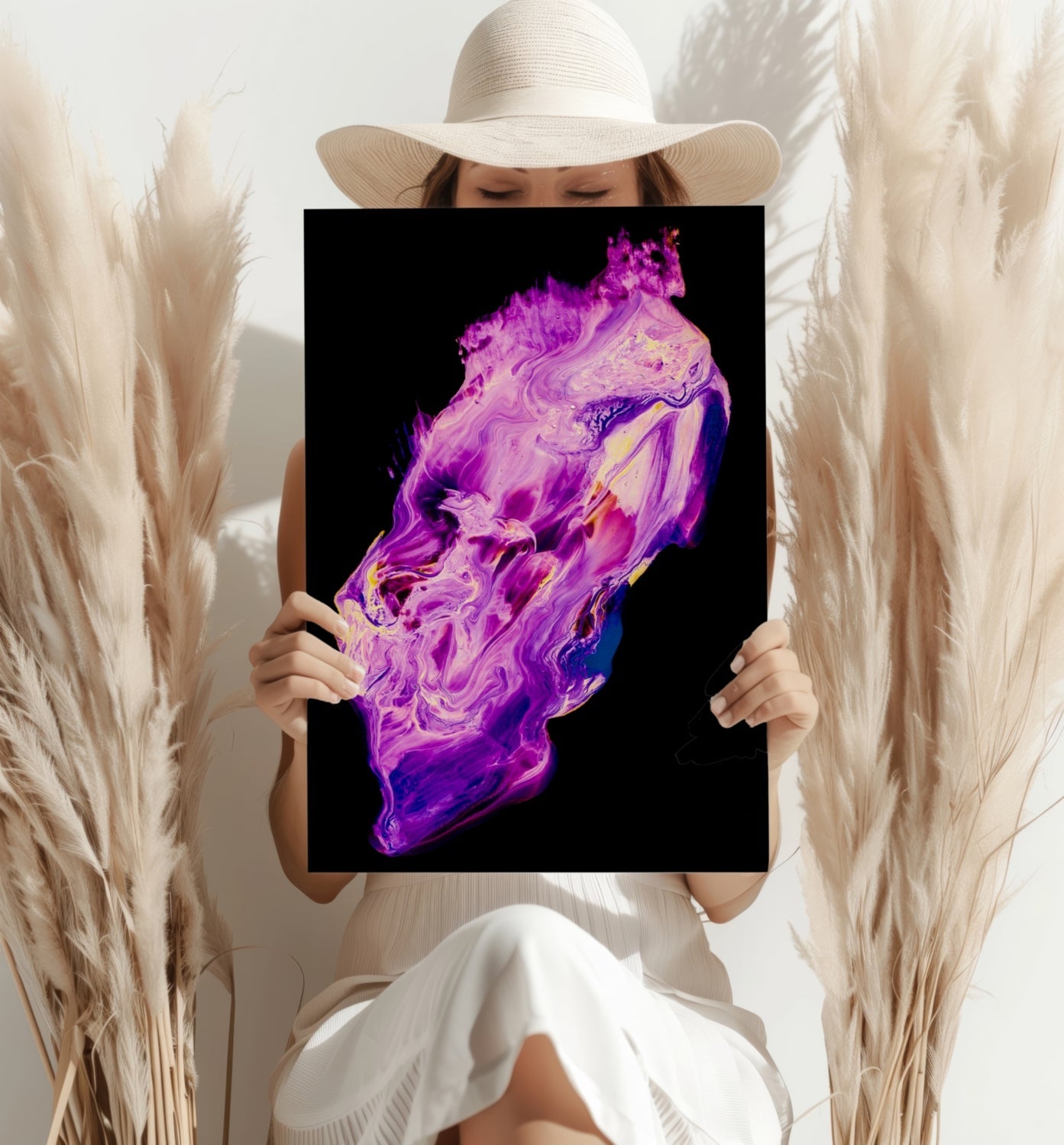 Purple Magenta Fluid Pour Aluminum Print