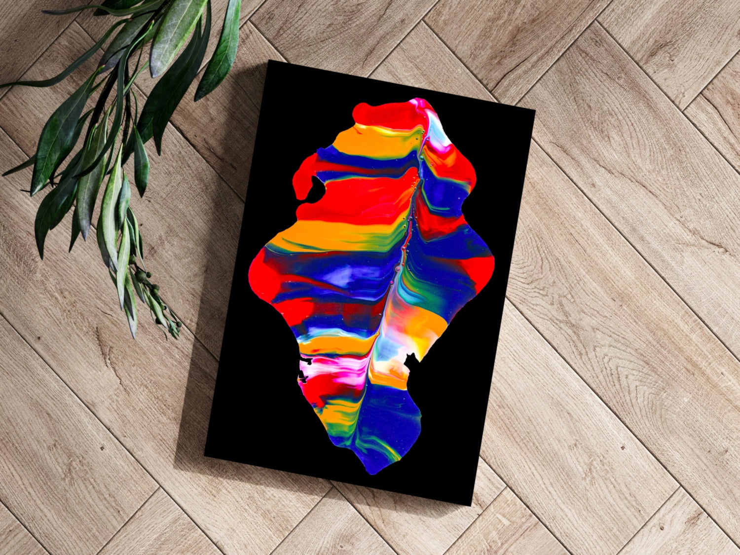 Rainbow Ribbon Marble Blob Aluminum Print