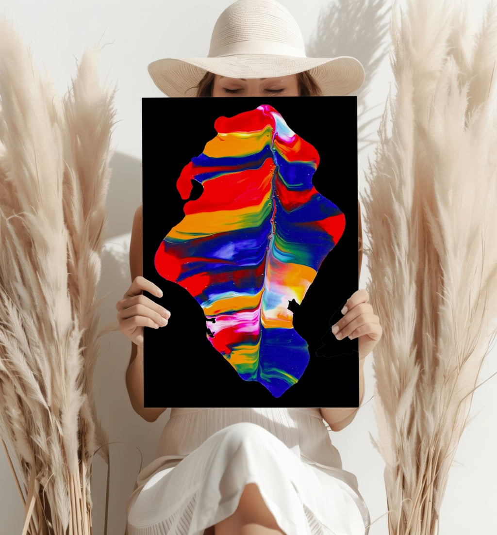 Rainbow Ribbon Marble Blob Aluminum Print