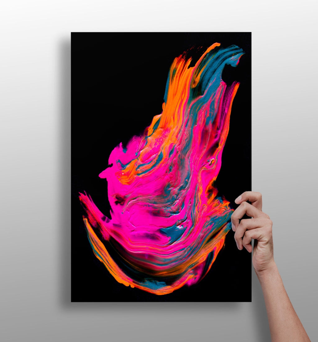 Neon Pink Paint Splash Aluminum Print