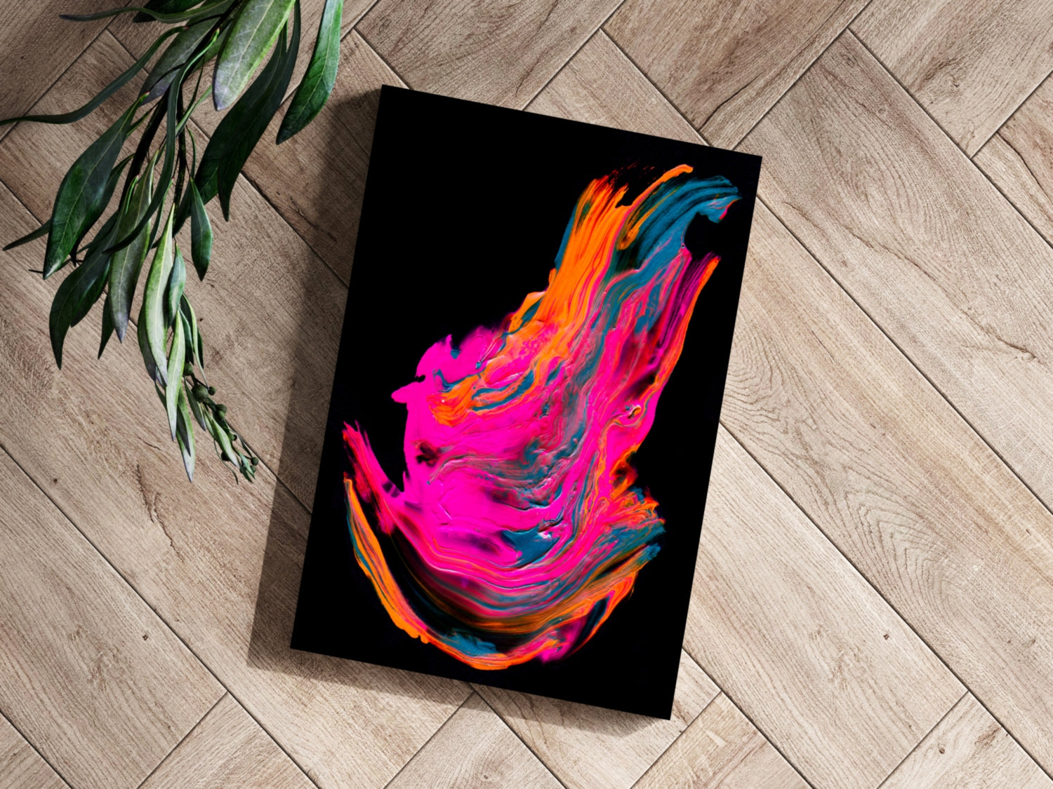 Neon Pink Paint Splash Aluminum Print