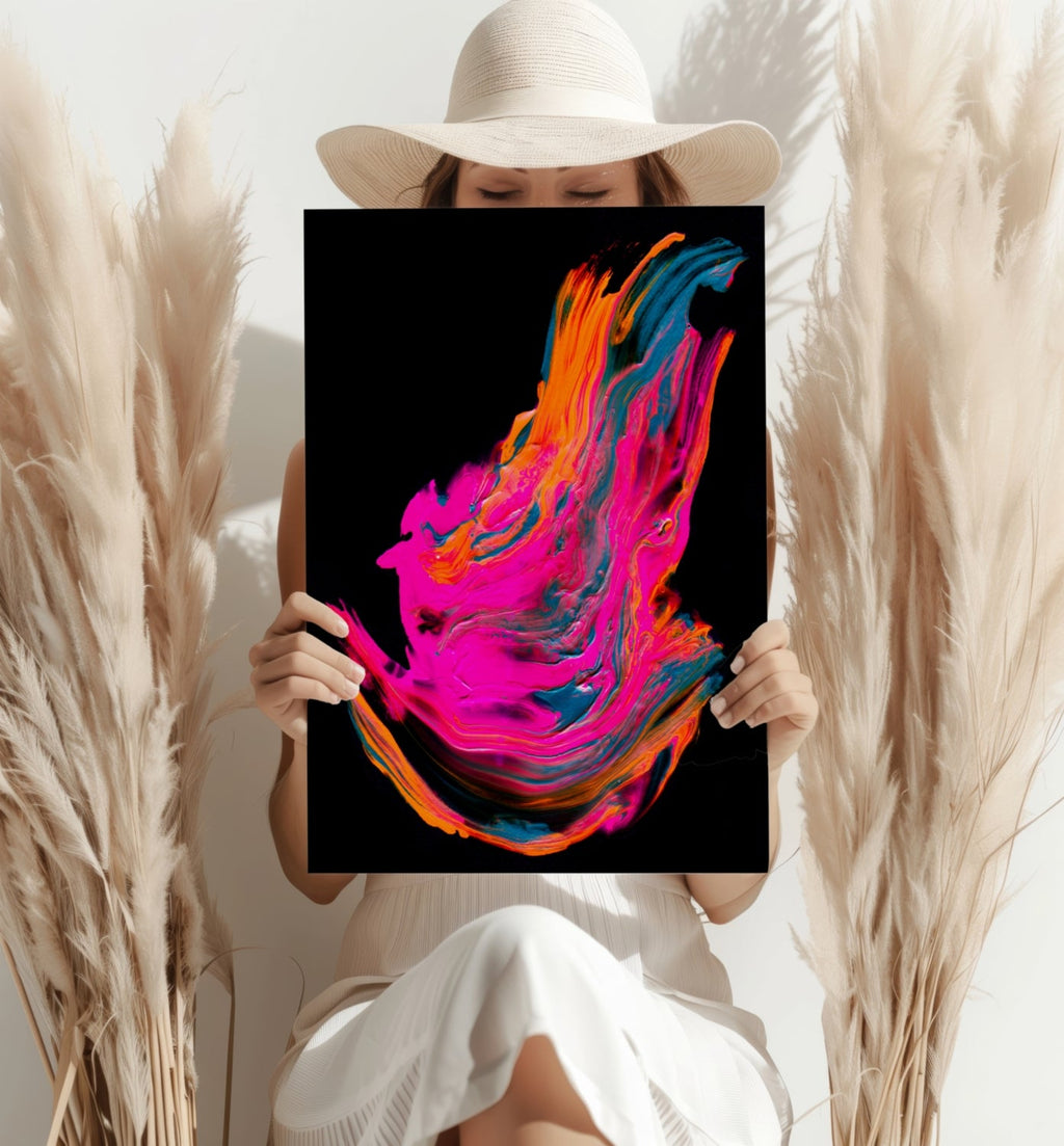Neon Pink Paint Splash Aluminum Print