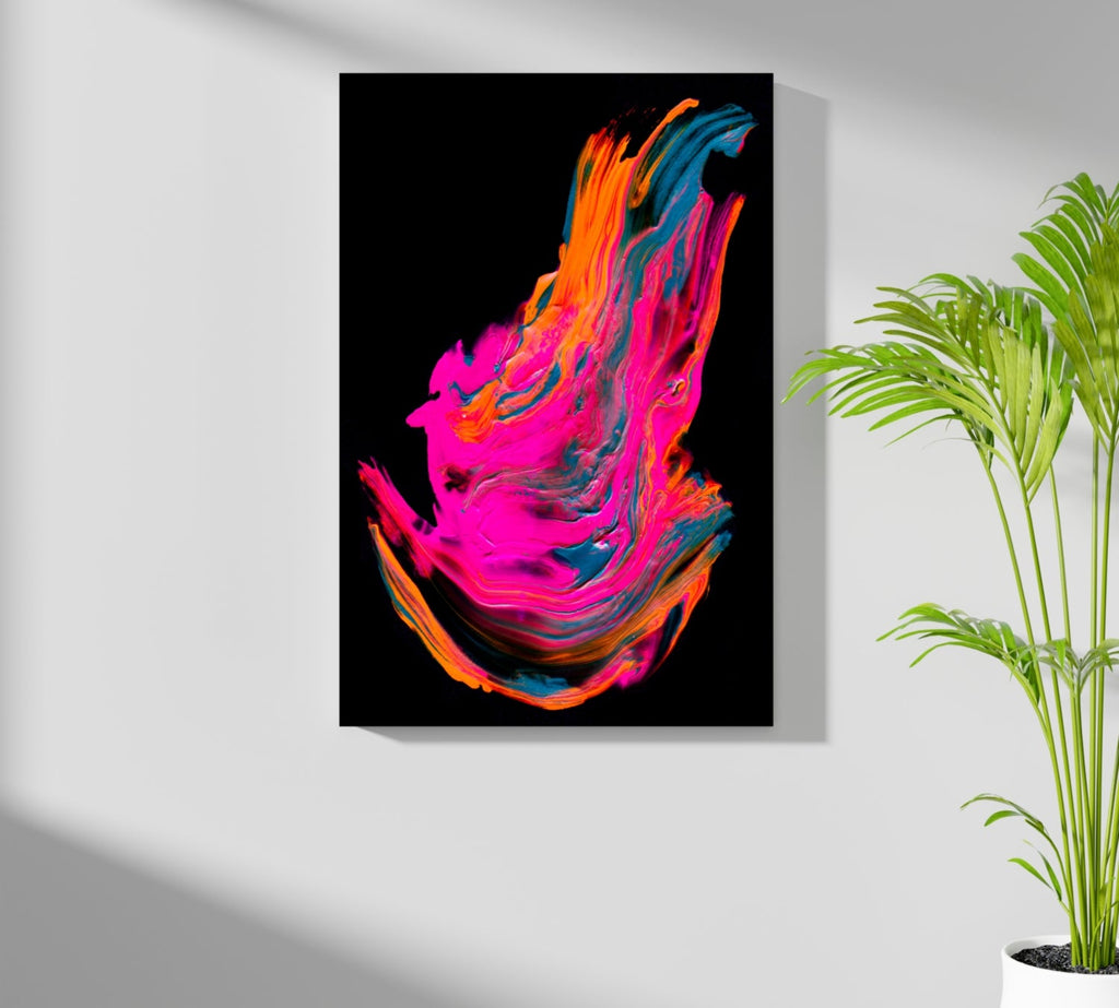 Neon Pink Paint Splash Aluminum Print