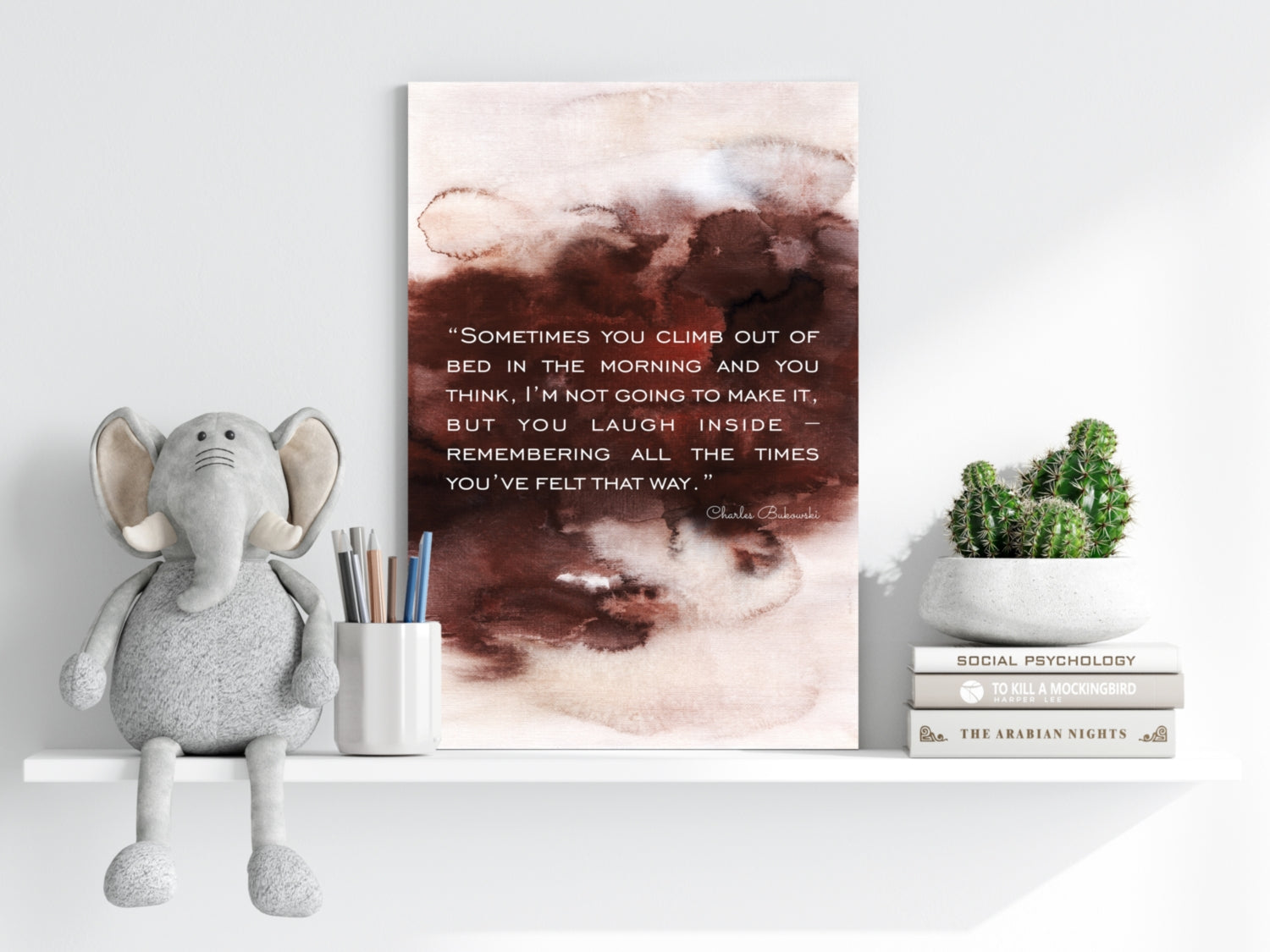Rust Watercolor Wash Morning Quote Aluminum Print