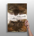Brown Gold Cracked Ink Whole World Quote Aluminum Print