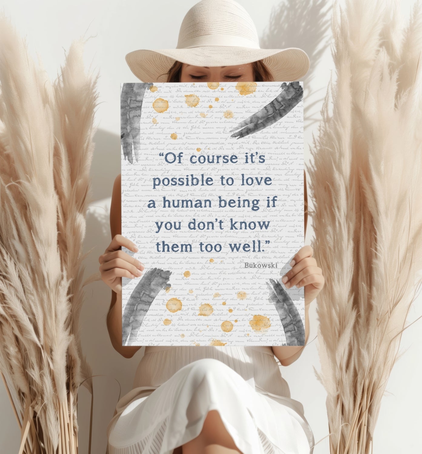 Navy Quote Gold Splash Handwriting Script Aluminum Print