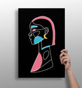Pink Hair Crescent Earring Line Art Woman Aluminum Print