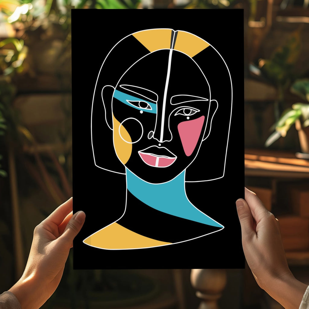 Bob Haircut Line Portrait Aluminum Print