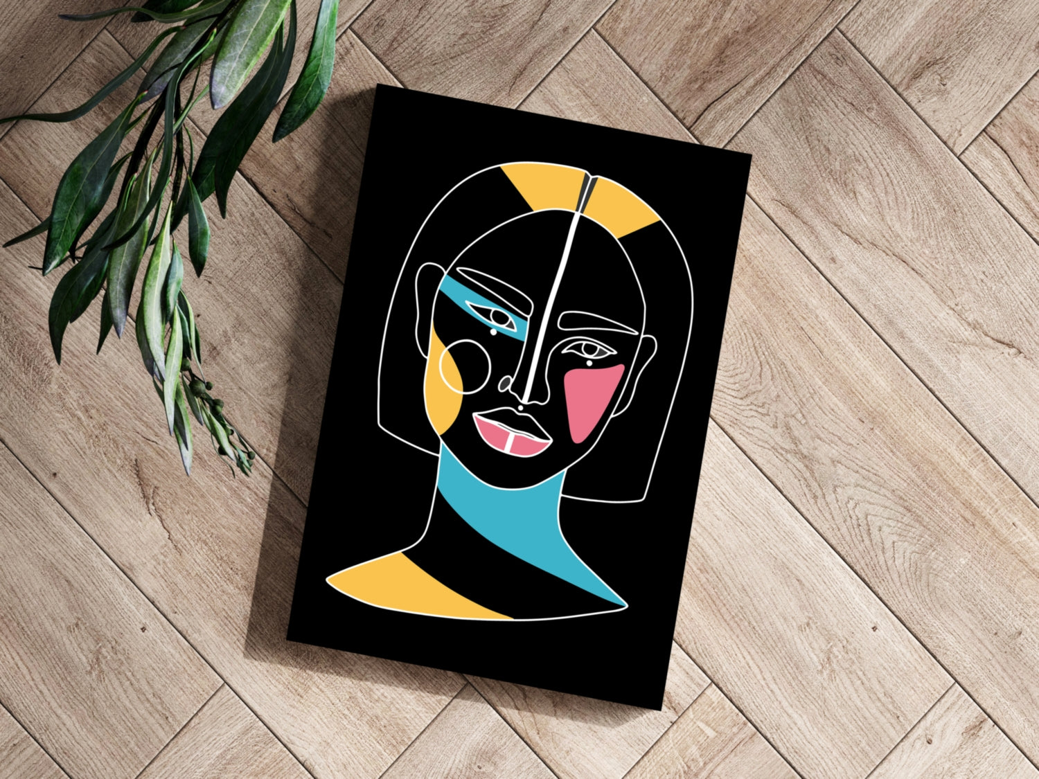 Bob Haircut Line Portrait Aluminum Print