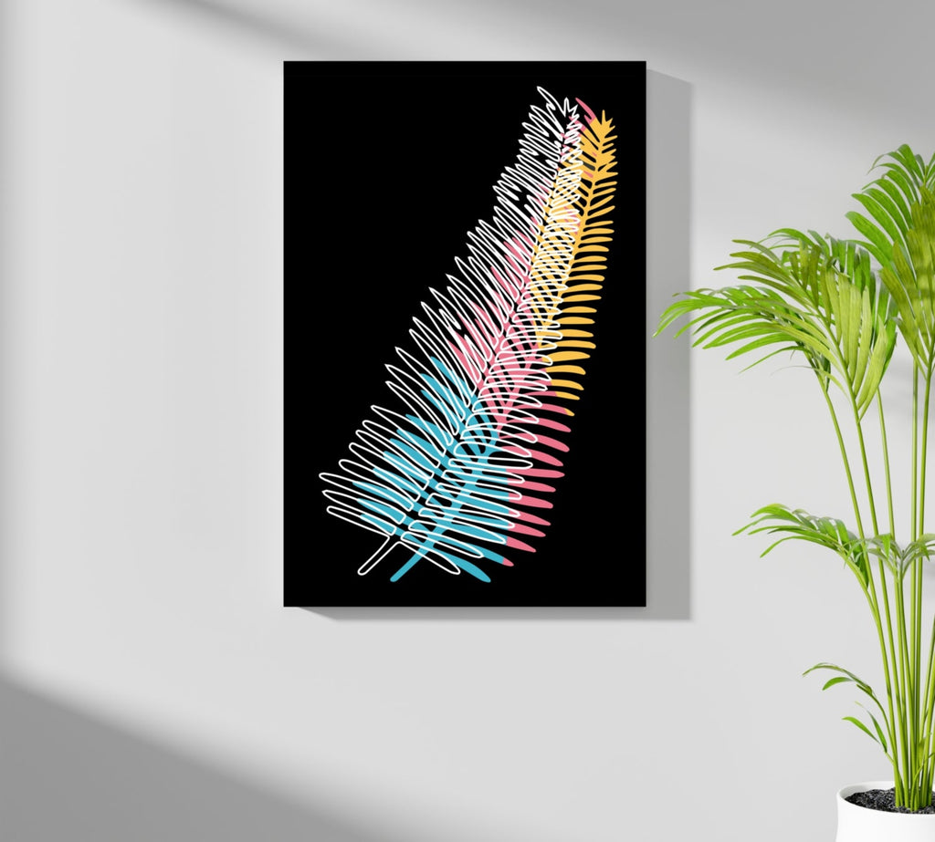 Neon Gradient Scribble Fern Aluminum Print