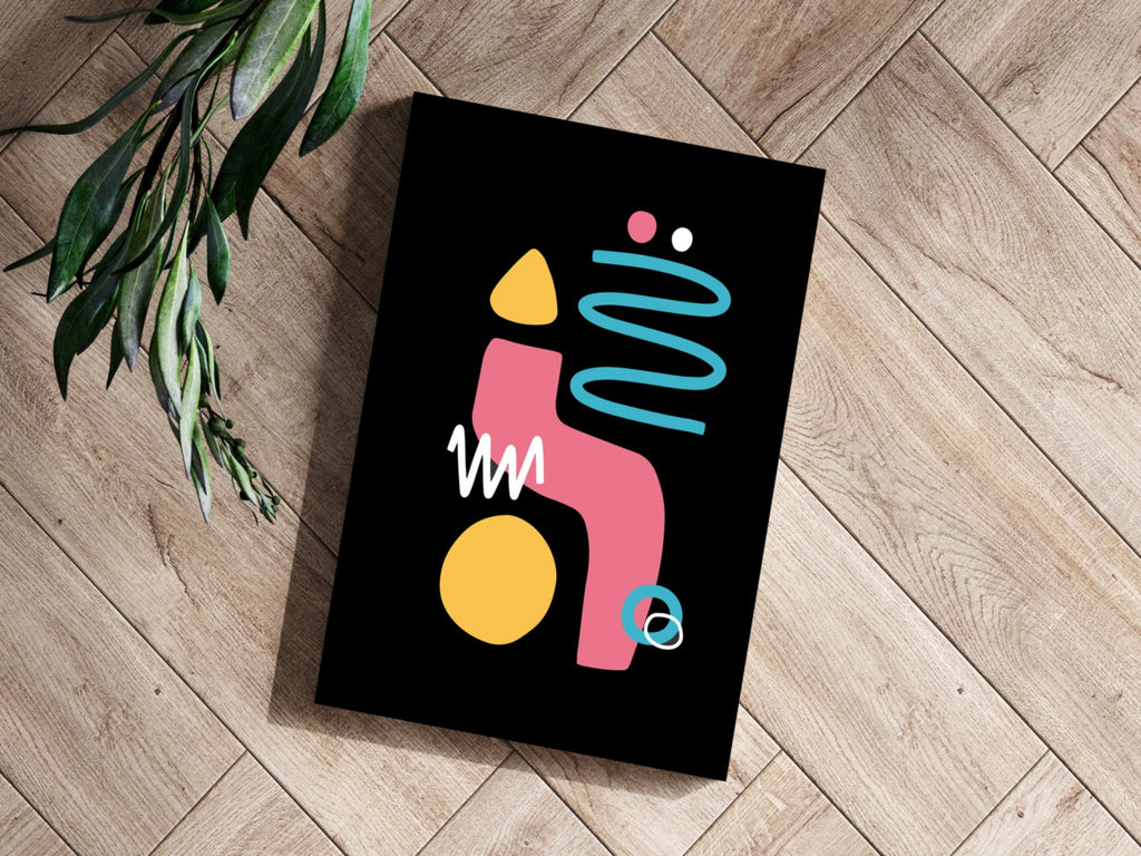 Black Backdrop Pink Squiggle Shapes Aluminum Print
