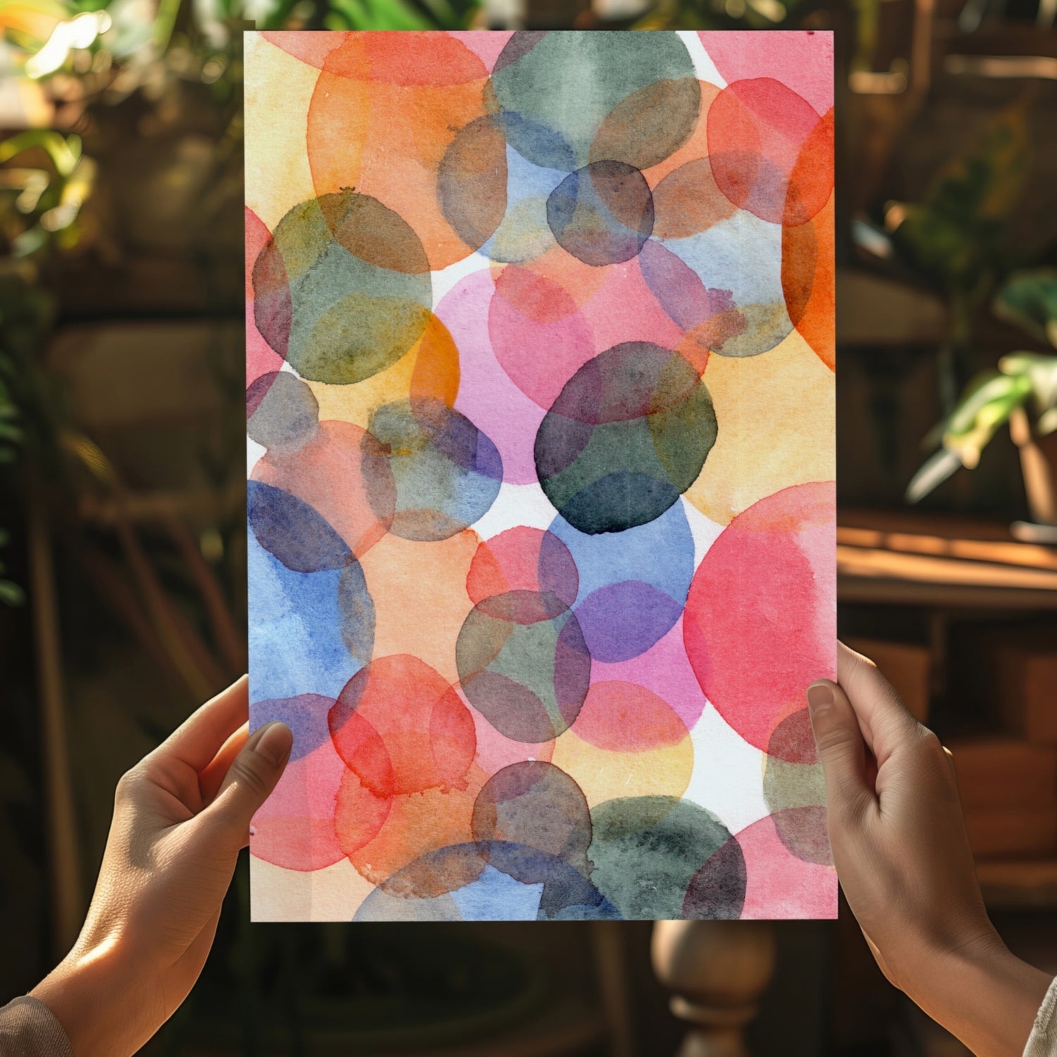 Watercolor Bubbles Multicolor Aluminum Print