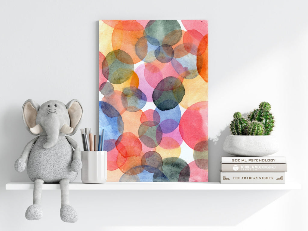 Watercolor Bubbles Multicolor Aluminum Print