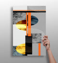 Orange Gold Geometric Circles Collage Aluminum Print