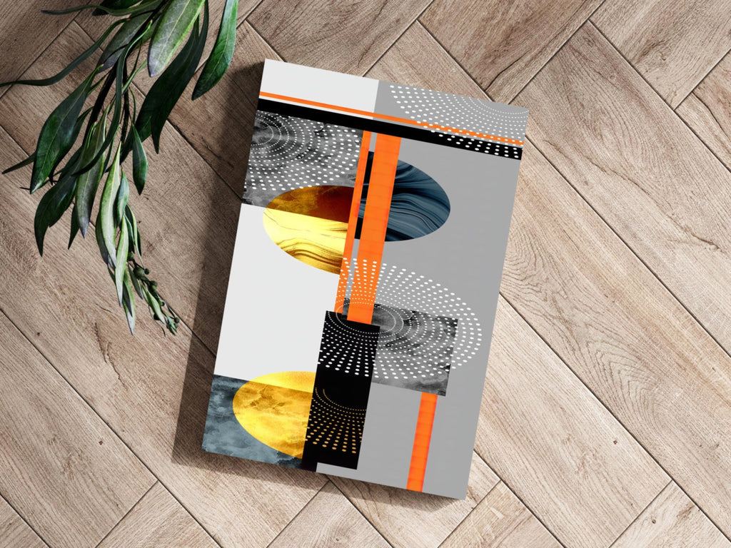 Orange Gold Geometric Circles Collage Aluminum Print