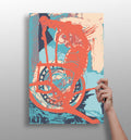 Coral Loop on Teal Abstract Aluminum Print