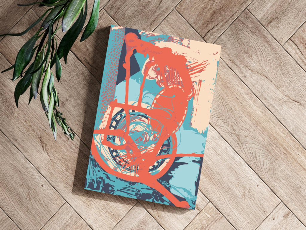 Coral Loop on Teal Abstract Aluminum Print