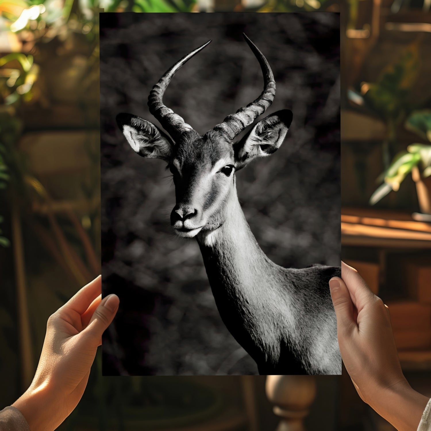 Black And White Impala Antelope Aluminum Print