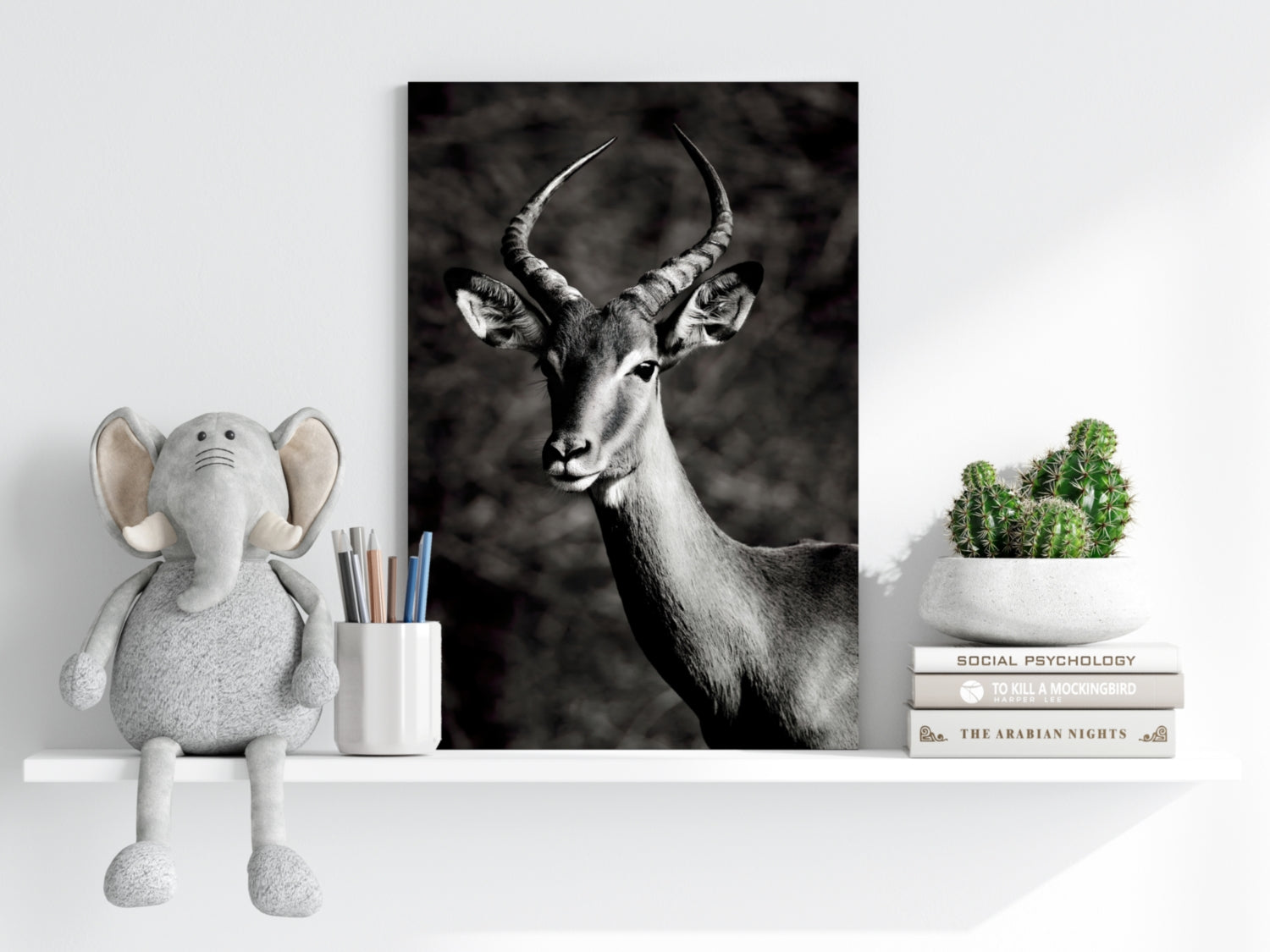Black And White Impala Antelope Aluminum Print