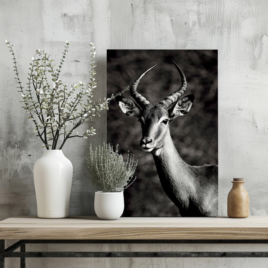 Black And White Impala Antelope Aluminum Print