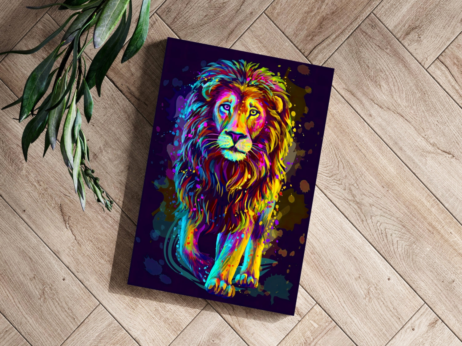 Neon Colorful Lion Aluminum Print